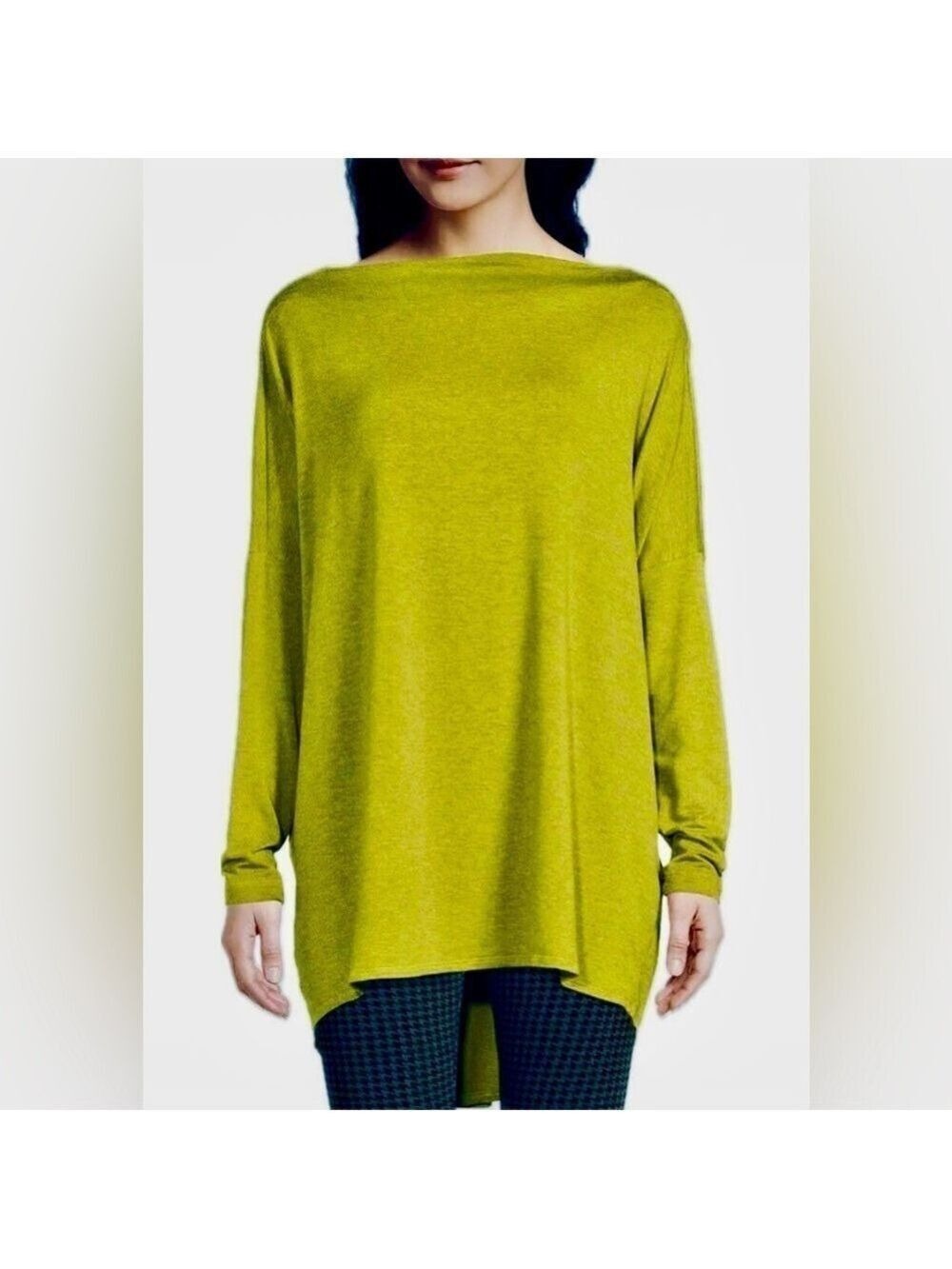 Bryn Walker Dimitri Dolman Sleeve Tunic Top in Jonquil MEDIUM Hi Low Lagenlook